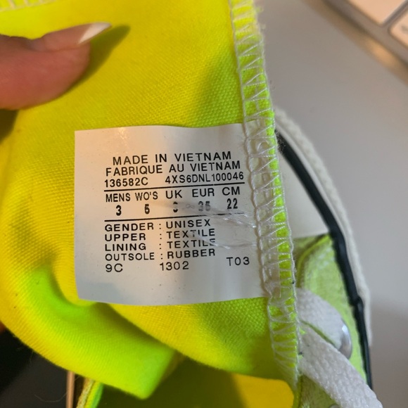 CONVERSE Chuck Taylor All Star Seasonal Neon Yellow High Top sneakers Sz 5 - Picture 11 of 12